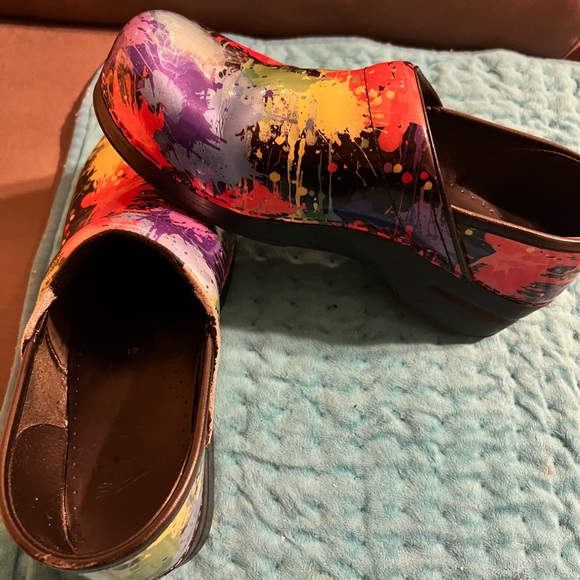 Dansko Women’s Multicolor Paint Splatter Clog Shoes Size 41/ 10-11s - Picture 11 of 12